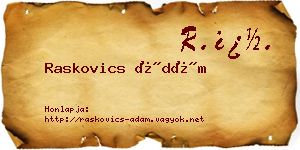 Raskovics Ádám névjegykártya